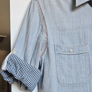 Hugo Boss Orange Men's Light Blue Striped Button Down Shirt XL Long Sleeve